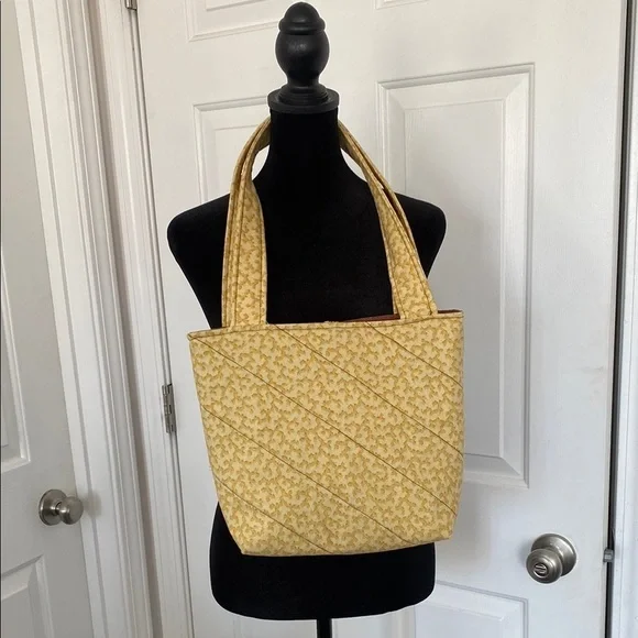 Handmade Yellow Patterned Tote Bag. - Picture 4 of 13